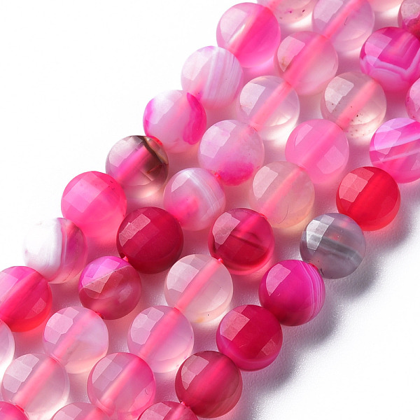 

PandaHall Natural Agate Beads Strands, Dyed & Heated, Faceted, Flat Round, Deep Pink, 6x4mm, Hole: 1mm, about 62pcs/strand, 14.76 inch...