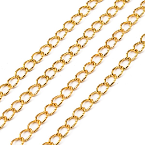 

PandaHall Iron Twisted Chains, Unwelded, with Spool, Oval, Golden, 6.5x4.5x0.8mm, about 164.04 Feet(50m)/roll Iron