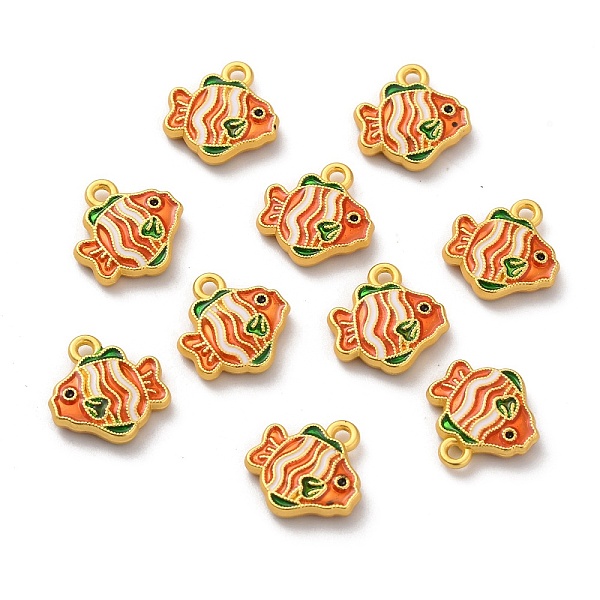 

PandaHall Alloy Enamel Pendants, Golden, Fish, Orange, 12.8x12.2x3mm, Hole: 1.4mm Alloy+Enamel Fish Orange