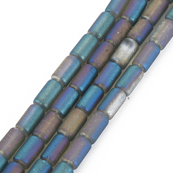 

PandaHall Electroplate Frosted Transparent Glass Beads Strands, Column, Turquoise, 7.5x4mm, Hole: 0.8mm, about 72Pcs/strand, 21.26 inch..., Green