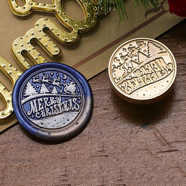

PandaHall Merry Christmas Series Wax Seal Brass Stamp Head, for Wax Seal Stamp, Golden, Word, 25x14mm, Inner Diameter: 7.5mm Brass Word