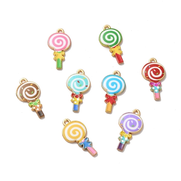 

PandaHall Alloy Enamel Pendants, Golden, Lollipop Charm, Mixed Color, 24x12x2mm, Hole: 1.5mm Alloy+Enamel Lollipop Multicolor