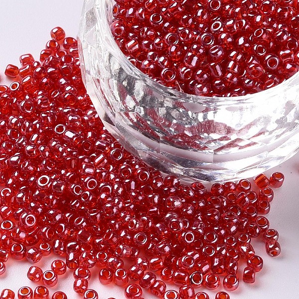

PandaHall Glass Seed Beads, Trans. Colours Lustered, Round, Red, 2mm, Hole: 1mm, 30000pcs/pound Glass Red