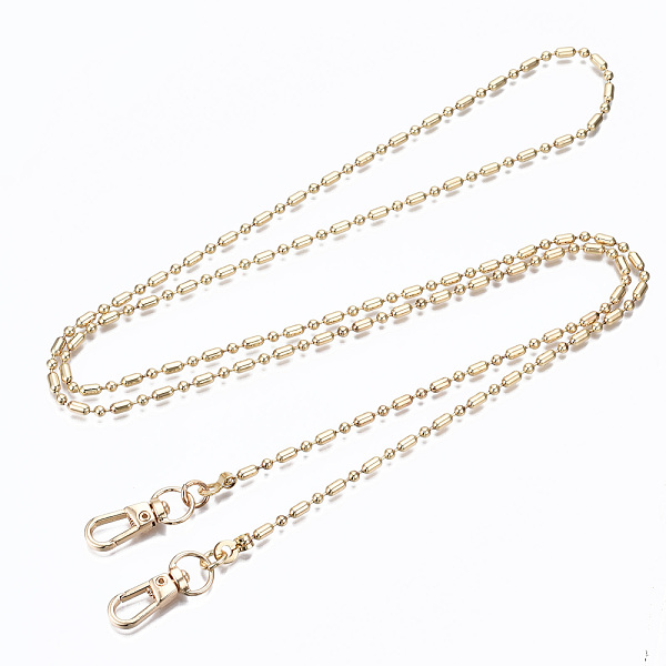 

PandaHall Bag Chains Straps, Brass Ball Chains, with Alloy Swivel Clasps, for Bag Replacement Accessories, Light Gold, 110x0.3cm Brass