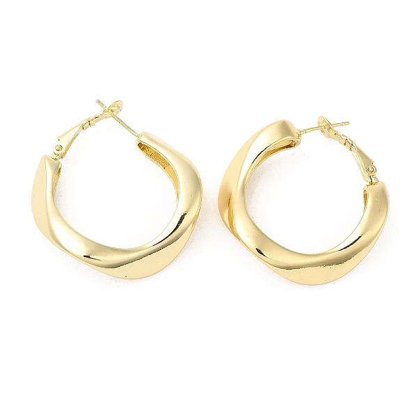 

PandaHall Brass Twist Hoop Earrings for Women, Real 16K Gold Plated, 36x35x9.5mm Brass