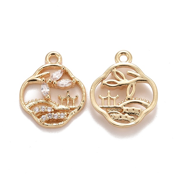 

PandaHall Rack Plating Brass Micro Pave Clear Cubic Zirconia Charms, Long-Lasting Plated, Lead Free & Cadmium Free, Flower with Scenery...