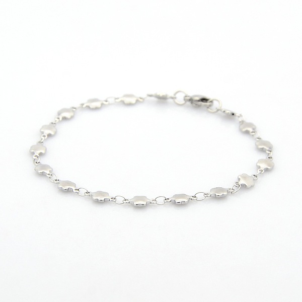 

PandaHall Casual Style 304 Stainless Steel Flower Link Chain Bracelets, with Lobster Claw Clasps, Stainless Steel Color, 7-1/2 inch(190mm)...