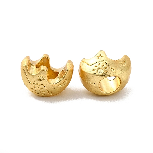 

PandaHall Rack Plating Alloy European Beads, Cadmium Free & Lead Free, Large Hole Beads, Moon with Sun Pattern, Matte Gold Color...