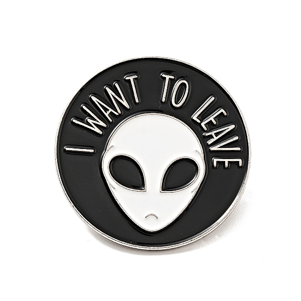 

PandaHall Word I Want to Leave Enamel Pin, Platinum Alloy Badge for Backpack Clothes, Human Pattern, 30x2mm Alloy+Enamel Human Black