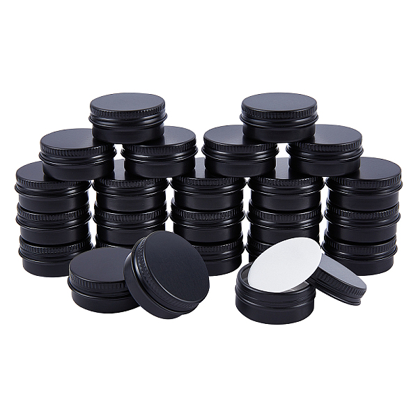 

PandaHall Aluminum Box, with Screw Top Lid, Round, Gunmetal, 3.7x1.7cm, Inner diameter: 3cm, 24pcs/box Aluminum Round