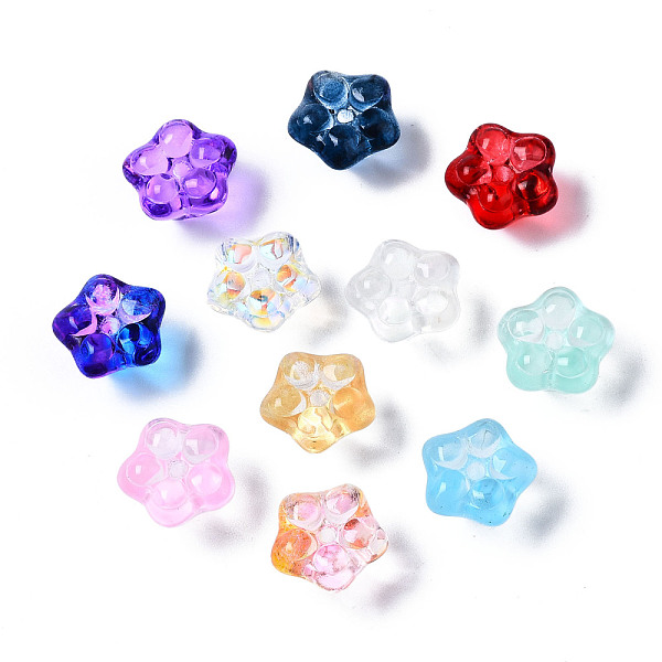 

PandaHall Transparent Glass Beads, Flower, Mixed Color, 10x10x7mm, Hole: 1.2mm Glass Flower Multicolor