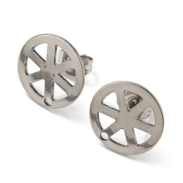 

PandaHall 201 Stainless Steel Stud Earring Findings, with 304 Stainless Steel Pin & Hole & Friction Ear Nuts, Hollow Flat Round, Stainless...