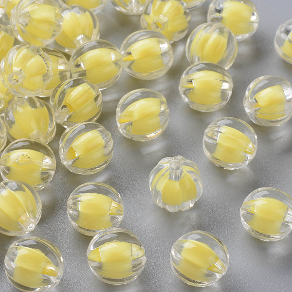 

PandaHall Transparent Acrylic Beads, Bead in Bead, Pumpkin, Yellow, 11x11.5mm, Hole: 2mm, about 610pcs/500g Acrylic Pumpkin Yellow