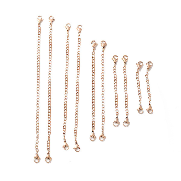 

PandaHall 10Pcs 5 Size Ion Plating(IP) 304 Stainless Steel Chain Extender, End Chains with Lobster Claw Clasp, Rose Gold, 55~152mm...