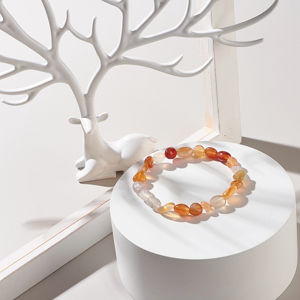 

PandaHall Dyed Natural Carnelian(Dyed) Nuggets Beads Stretch Bracelet, Reiki Bracelet for Girl Women, Inner Diameter: 2-1/8 inch(5.4cm) Red..., Multicolor