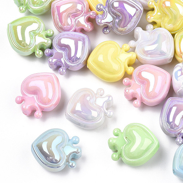 

PandaHall UV Plating Opaque Rainbow Iridescent Acrylic Beads, Heart with Crown, Mixed Color, 24.5x21.5x14mm, Hole: 3mm Acrylic Heart..., Multicolor
