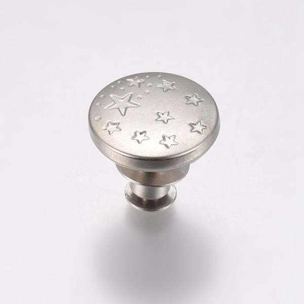 

PandaHall Alloy Button Pins for Jeans, Flat Round with Star, Platinum, 17x14mm Alloy Flat Round