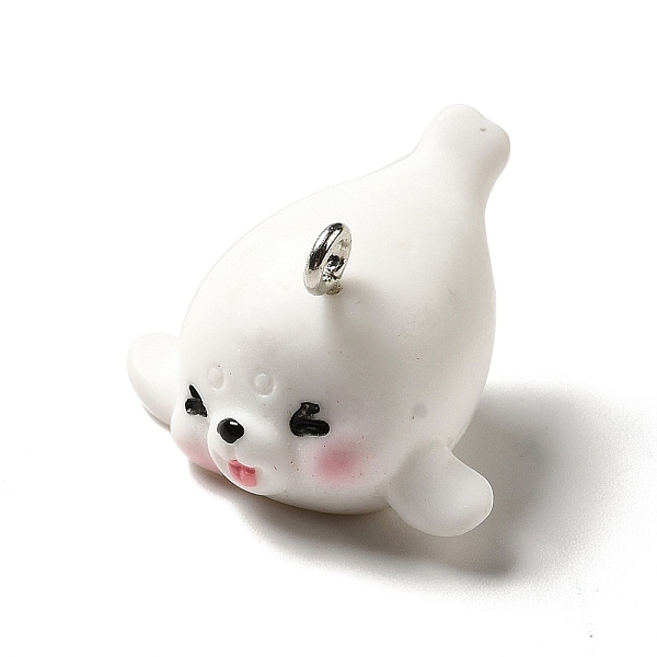 

PandaHall Marine Series Opaque Resin Pendants, Sea Lion Charm, with Platinum Plated Iron Findings, White, 17x24x25mm, Hole: 2mm Iron+Resin...