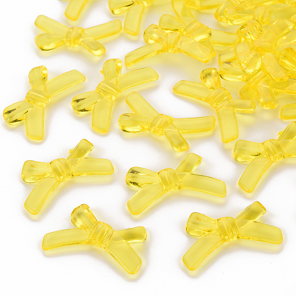 

PandaHall Transparent Acrylic Beads, Bowknot, Yellow, 20x34x5.5mm, Hole: 1.8mm Acrylic Bowknot Yellow