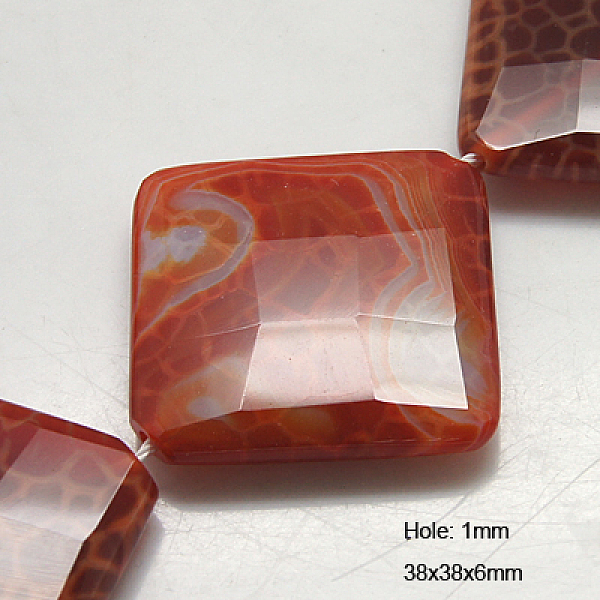 

PandaHall Natural Fire Crackle Agate Beads Strands, Dyed & Heated, Faceted, Rhombus, 38x38x6mm, Hole: 1mm Fire Crackle Agate Rhombus Red
