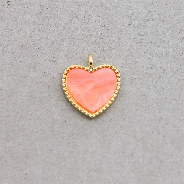 

PandaHall Acrylic Pendants, with Light Gold Plated Alloy Findings, Heart, Salmon, 18x16x2.5mm, Hole: 2mm Alloy+Acrylic Heart Red