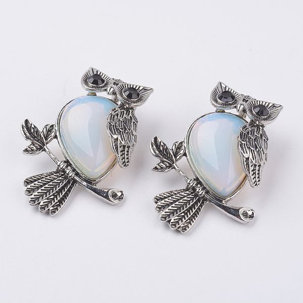 

PandaHall Opalite Pendants, with Alloy Finding, Owl, Antique Silver, 46.5x35.5x11.5mm, Hole: 6x8.5mm Opalite Owl