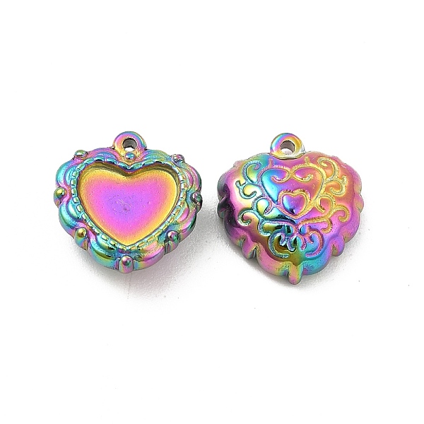 

PandaHall Ion Plating(IP) 304 Stainless Steel Pendants, Heart Charm, Rainbow Color, 13x12x5mm, Hole: 1mm 304 Stainless Steel Heart