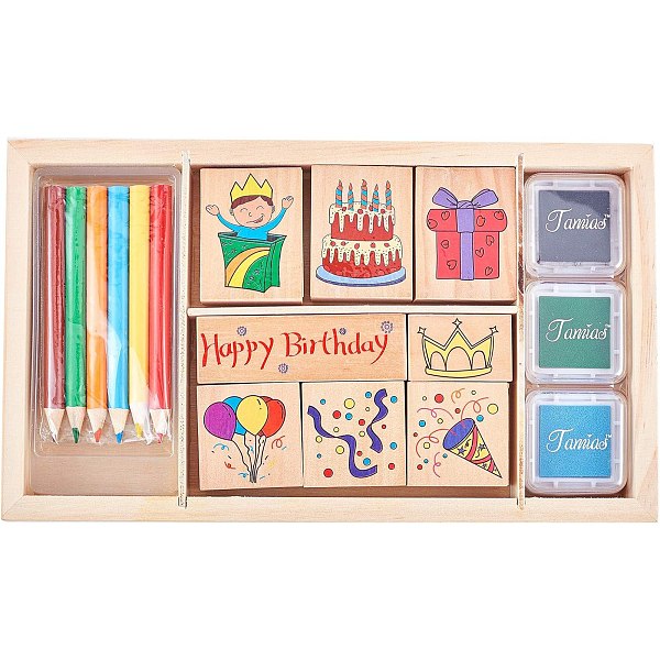 Birthday Theme Wooden Stamp Sets