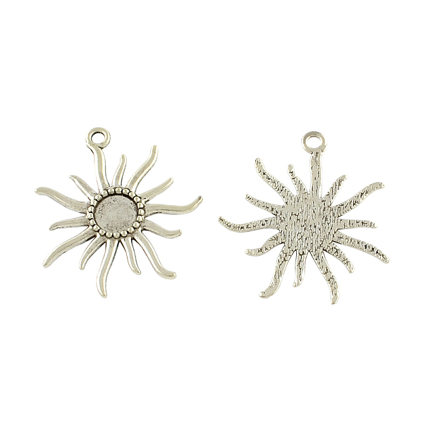 

PandaHall Tibetan Style Alloy Sun Pendant Cabochon Settings, Solar Eclipse Pendants, Cadmium Free & Lead Free, Antique Silver, Flat Round...