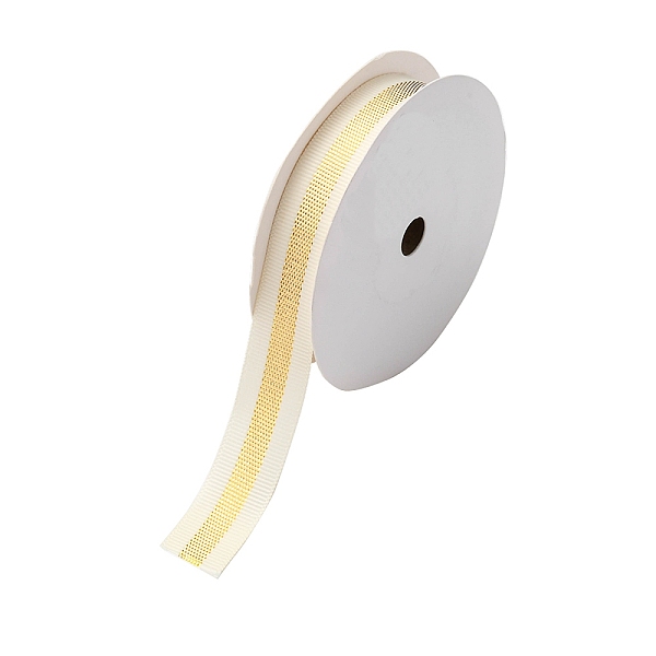 

PandaHall Flat Christmas Theme Polyester Grosgrain Ribbon, Hot Stamping Ribbon, Clothes Accessories, Gold, Stripe Pattern, 5/8 inch(16.5mm)...