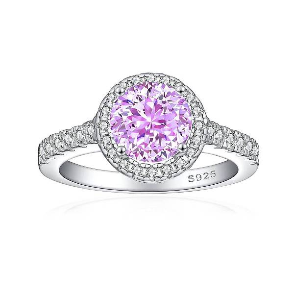 

PandaHall 925 Sterling Silver Micro Pave Cubic Zirconia Plain Band Rings, Real Platinum Plated, Flat Round, Violet, US Size 7(17.3mm)..., Purple