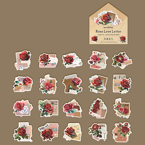 

PandaHall 20Pcs Flower Paper Stickers, Floral Decorative Decals for Teens, Boys Girls Perfect for DIY Scrapbooking, Red, 55x65mm Paper...