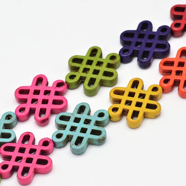 

PandaHall Chinese Knot Synthetic Turquoise Bead Strands, Dyed, Mixed Color, 15x20x4mm, Hole: 1mm, about 20pcs/strand, 15.7 inch Synthetic..., Multicolor