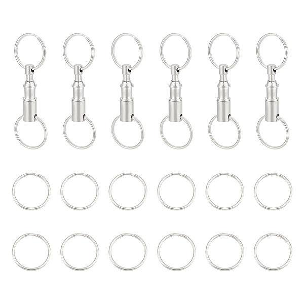 

PandaHall UNICRAFTALE 6 Pcs Quick Release Keychain Detachable Pull Apart Snap Keychain Iron with 12Pcs Key Rings Double Spring Split Snap...