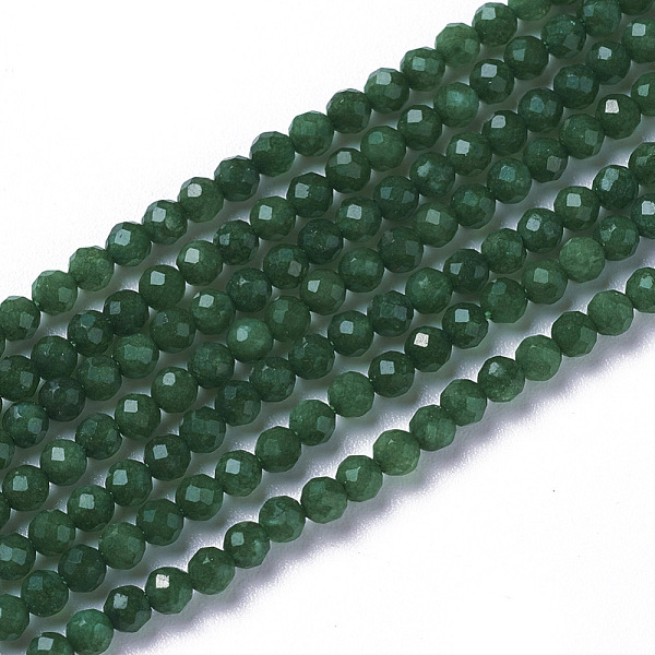 

PandaHall Natural White Jade Beads Strands, Dyed, Faceted, Round, 2~2.5x2mm, Hole: 0.2mm, about 158~205pcs/strand, 15.7~16.7 inch(40~42.5cm)..., Green