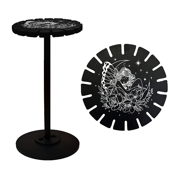 

PandaHall AHANDMAKER Pendulum Holder Wooden Pendulum Display Stand Stones Rocks Crystal Pendulum Holder with 18 Slots for Crystals Necklaces..., Black