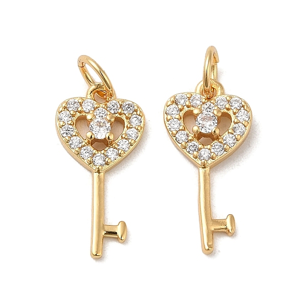 

PandaHall Rack Plating Brass Cubic Zirconia Pendants, Cadmium Free & Lead Free, Key with Heart, Real 18K Gold Plated, 17x8x2.5mm Brass+Cubic..., Clear