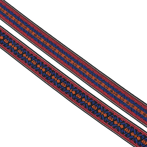 

PandaHall Ethnic Style Embroidery Flat Polyester Elastic Rubber Cord/Band, Webbing Garment Sewing Accessories, Rhombus Pattern, Orange, 25mm...