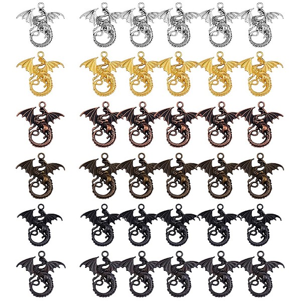 

PandaHall 36Pcs Flying Dragon Charms Pendant Tibetan Style Alloy Charm Animal Pendants Mixed Color for Jewelry Handmade Making, Mixed Color...