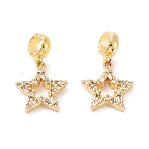 

PandaHall Brass Cubic Zirconia European Dangle Charms, Largr Hole Pendants, Long-Lasting Plated, Real 18K Gold Plated, Star, Clear, 25mm...