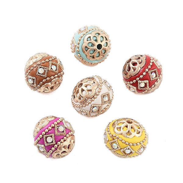 

PandaHall Handmade Indonesia Beads, with Alloy and Glass, Round, Mixed Color, 16mm, Hole: 1.8mm Polymer Clay Round Multicolor