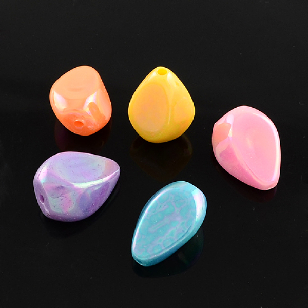 

PandaHall AB Color Plated Acrylic Beads, teardrop, Mixed Color, 21x16x12mm, Hole: 2mm, about 253pcs/500g Acrylic Teardrop Multicolor