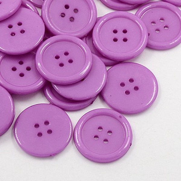 PandaHall Acrylic Sewing Buttons, Plastic Shirt Buttons for Costume Design, 4-Hole, Dyed, Flat Round, Medium Orchid, 17x2mm, Hole: 1mm...