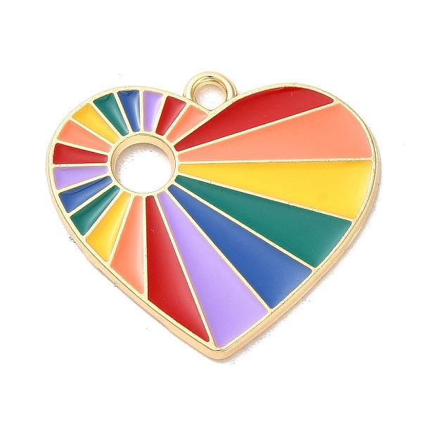 

PandaHall Rainbow Color Alloy Enamel Pendants, Heart Charm, Golden, Colorful, 25x27x1.2mm, Hole: 2mm Alloy+Enamel Heart