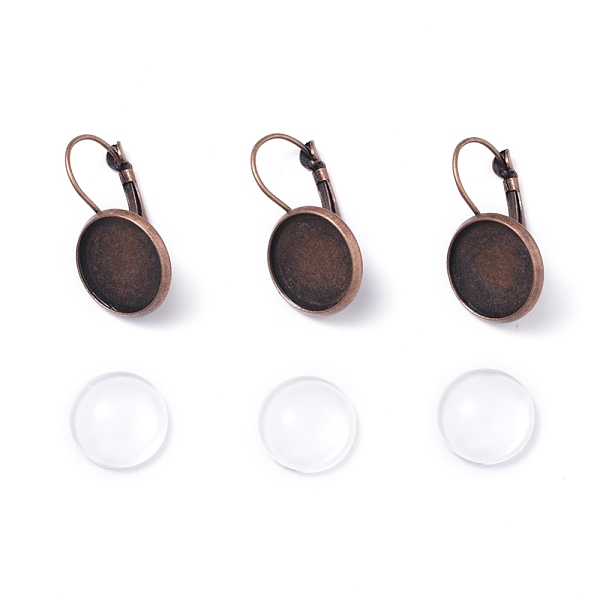 

PandaHall DIY Earring Making, with Brass Leverback Earring Findings and Transparent Oval Glass Cabochons, Red Copper, Cabochons: 13.5~14x4mm..., Clear