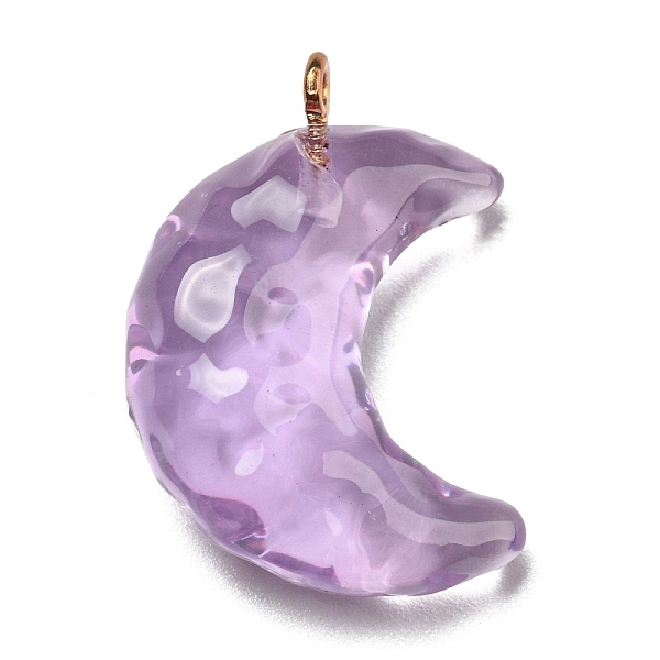 

PandaHall Transparent Resin Moon Pendants, Crescent Moon Charms with Light Gold Plated Iron Loops, Medium Purple, 28x20x9.5mm, Hole: 1.8mm...