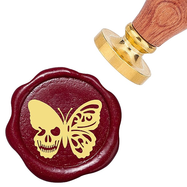 

PandaHall Brass Wax Seal Stamps with Rosewood Handle, for DIY Scrapbooking, Butterfly, 25mm Brass Butterfly