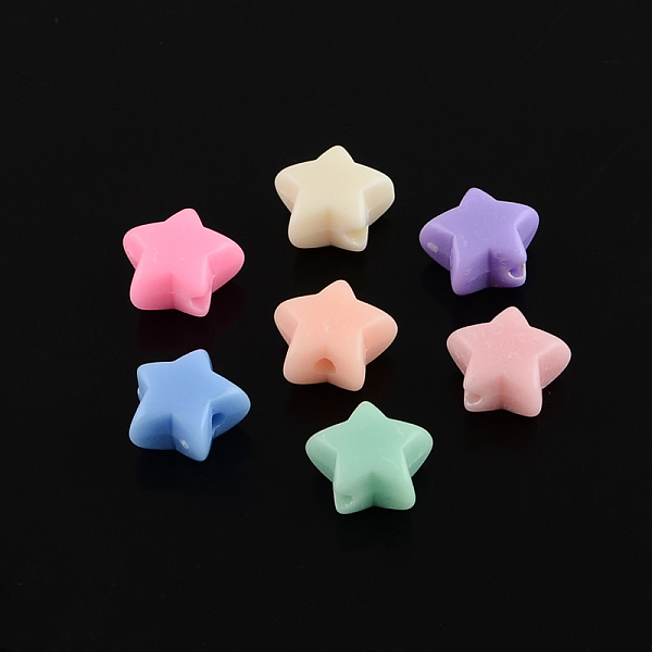 

PandaHall Solid Color Opaque Acrylic Five-Pointed Star Beads, Mixed Color, 11x6mm, Hole: 2mm, about 1050pcs/500g Acrylic Star Multicolor