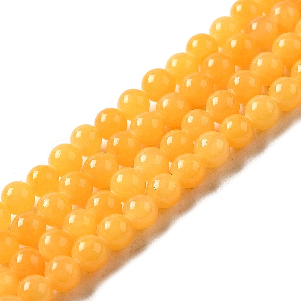 

PandaHall Natural Mashan Jade Beads Strands, Dyed, Round, Gold, 6mm, Hole: 1mm, about 66pcs/strand, 16 inch Mashan Jade Round Gold