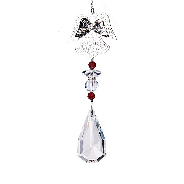 

PandaHall Glass Teardrop Pendant Decorations, with Metal Angel Link, Hanging Suncatchers Garden Decorations, Red, 350mm Glass Angel & Fairy...